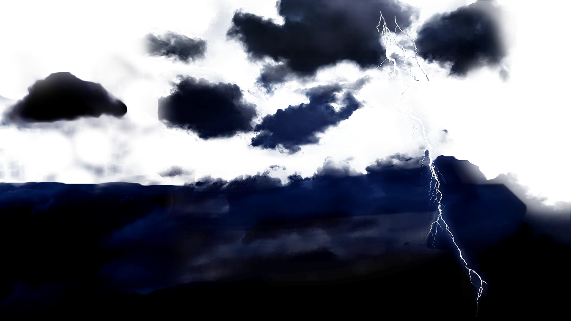 Clouds with lightening