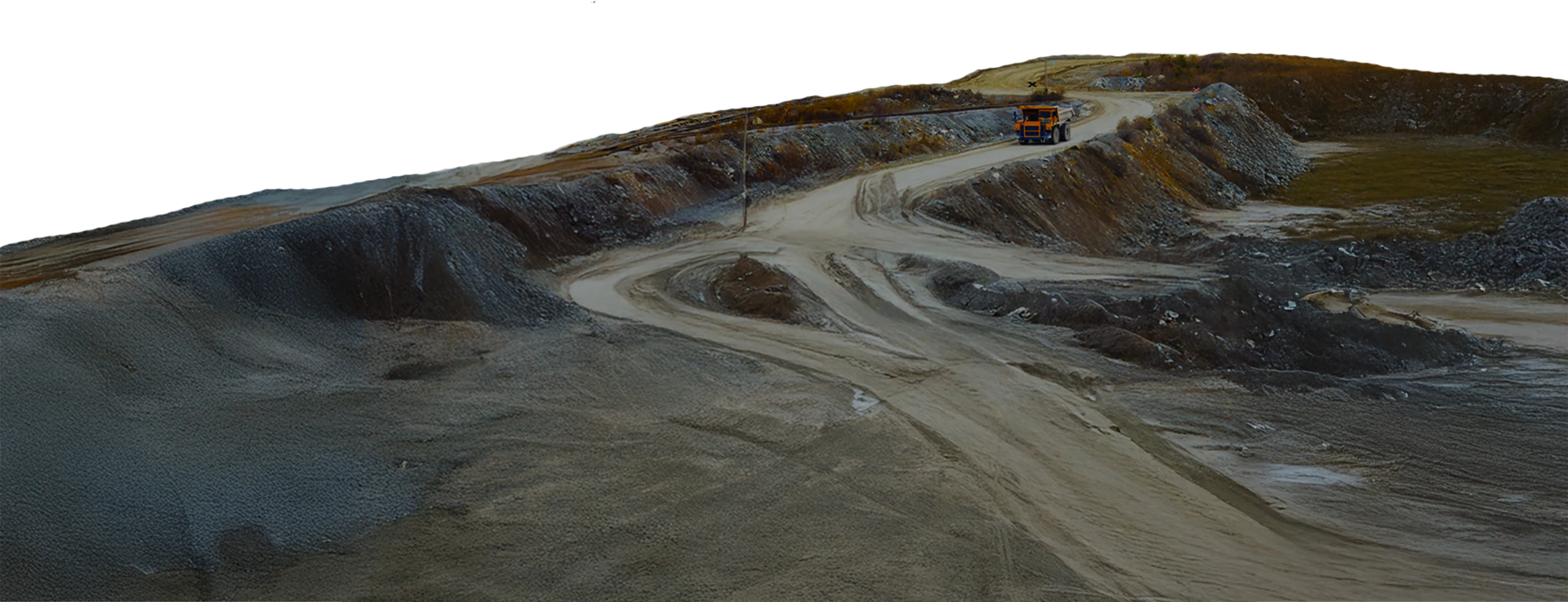 Road with industrial vehicle