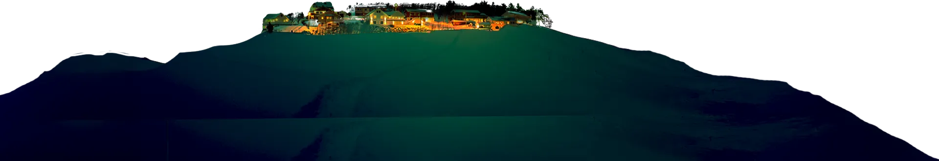 Hill capped with buildings